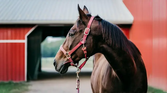 Pferd befindet sich auf einen Hof