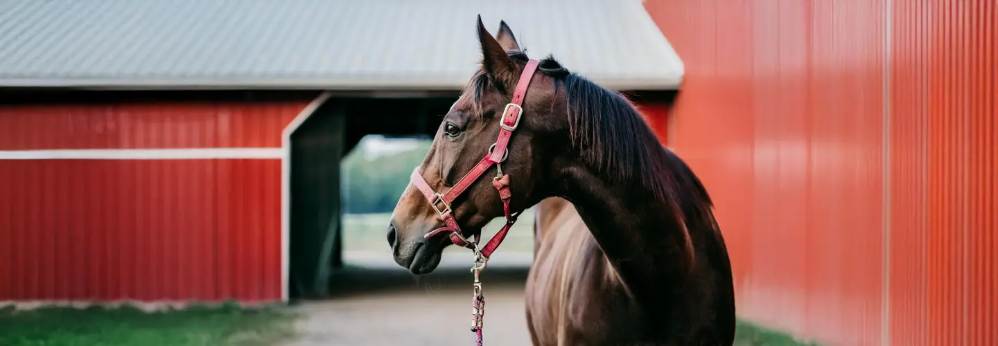 Pferd befindet sich auf einen Hof